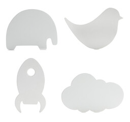 Obraz premium Set with different cute child's night lamps on white background