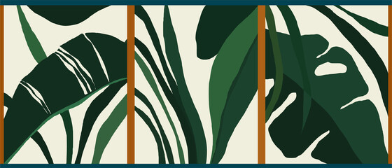 Abstract collage jungle print. Contemporary pattern. Natural colors. Fashionable template for design.