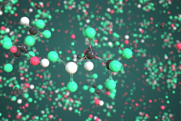 Hexafluoro-2-propanol molecule, conceptual molecular model. Chemical 3d rendering