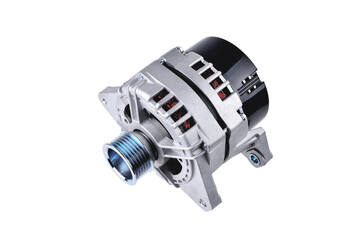 generator automobile, element of the electrical network of the car on a white background top view, close-up