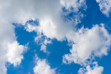 White and gray clouds in blue sky.nice day during the hot spring or summer season.copy space.