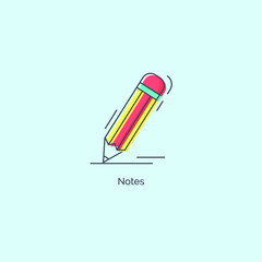 Simple line colorful notes icon