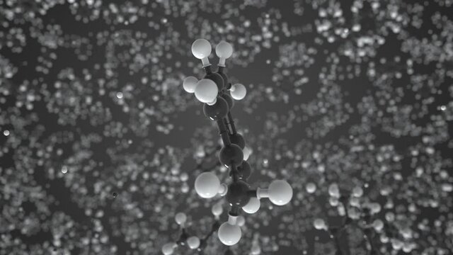 Molecule of 1,4-dimethylbenzene, conceptual molecular model. Conceptual looping 3d animation