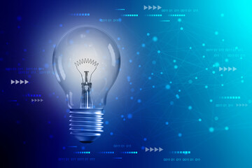 3D illustration bulb future technology, innovation background, creative idea concept 