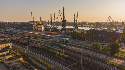 Shipyard cranes in Gdańsk, Poland.