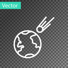 White line Comet falling down fast icon isolated on transparent background. Vector Illustration