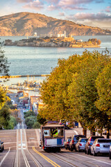 San Francisco, skyline with Alcatraz Island - obrazy, fototapety, plakaty
