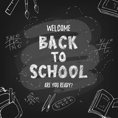 Back to school hand lettering text with school elemens