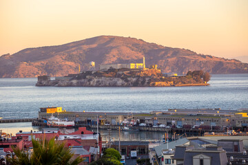 San Francisco, skyline with Alcatraz Island