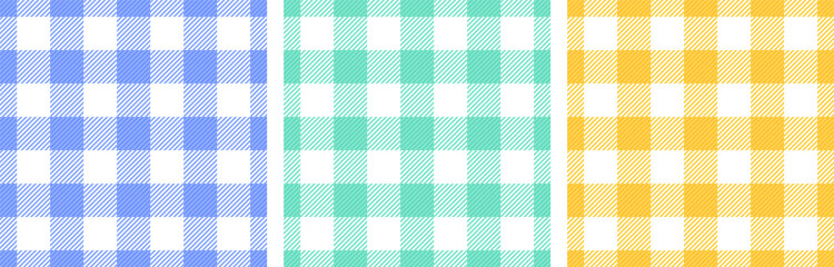 Plaid shirt crossed stripes vintage seamless paterns vector set. Plaid