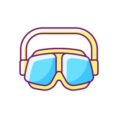 Swimming goggles RGB color icon. Isolated vector illustration. Eyes protection in swimming pool. Watertight, easy-to-wear equipment. Preventing from eye redness, irritation simple filled line drawing