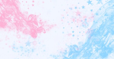 Composition of stars over red and blue colours on white background