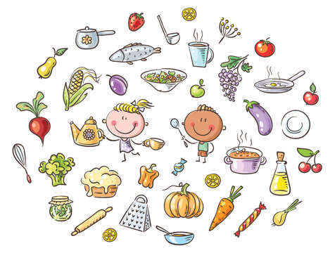 Kids Clipart Cooking Food Set