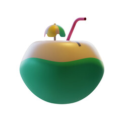 Summer Coconut 3D Rendering Illustration