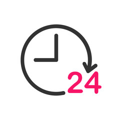 24 hours time outline icon.