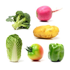 fresh vegetables on the white background