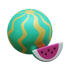 Summer Watermelon 3D Rendering Illustration