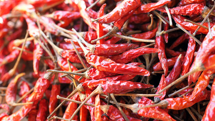 Dried chili peppers. Dried red chili peppers closeup.