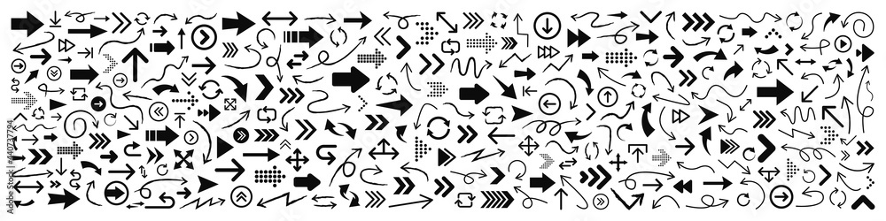 Sticker 300 arrows set black icons. arrow icon. arrow vector collection. arrow. cursor. modern simple arrows