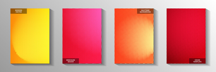 Dynamic point screen tone gradation front page templates vector collection. Geometric magazine
