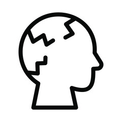 Human head icon with cracked skull or vector illustration, isolated sign symbol vector. High quality black style vector icon.