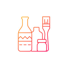 Bottle painting gradient linear vector icon. Home decor. Repurposed wine bottles. Flower homemade vases. Thin line color symbols. Modern style pictogram. Vector isolated outline drawing