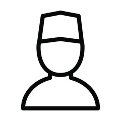 Human head icon with wearing a hat or vector illustration, isolated sign symbol vector. High quality black style vector icon.