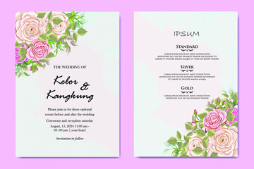 Wedding invitation with rose and leaf