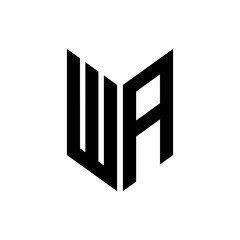initial letters monogram logo black WA