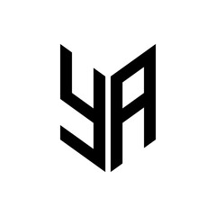 initial letters monogram logo black YA