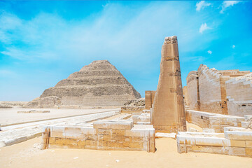 step pyramid at Saqqara is the oldest surviving large stone building in the world. Built by the...