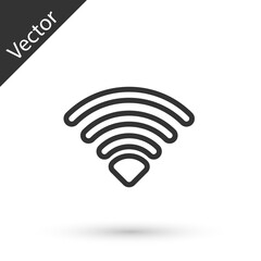 Grey line Wi-Fi wireless internet network symbol icon isolated on white background. Vector