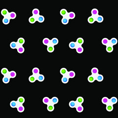 White antistress toy simple dimple and pop it seamless pattern on a black background. Vector illustration