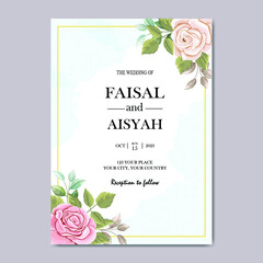 Wedding invitation with rose and leaf