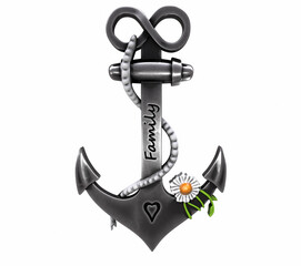 heavy iron anchor in seafaring 3D rendering © vadarshop