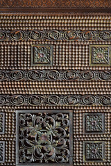                                Beautiful wood carving, handmade door in muslim oriental style. Exploring arabic countries.