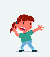  cartoon character of little girl on jeans arguing angry