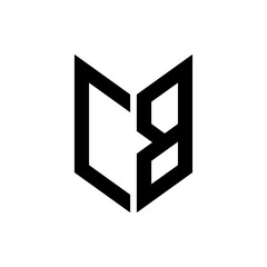initial letters monogram logo black CB