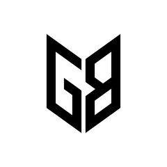 initial letters monogram logo black GB - obrazy, fototapety, plakaty