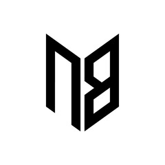 initial letters monogram logo black NB