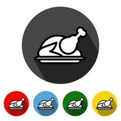 Turkey Icon vector illustration design element with four color variations.Turkey Icon with Long Shadow. Turkey Icon flat design. Turkey Icon. Thanksgiving turkey. Vector illustration. 