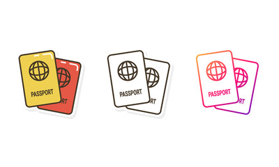 Passport icon set different style