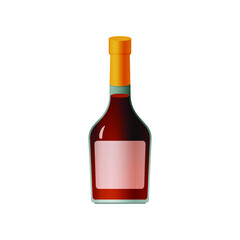 Bottle with Liquid on White Background. Modern Vector Illustration. Social Media Ads.