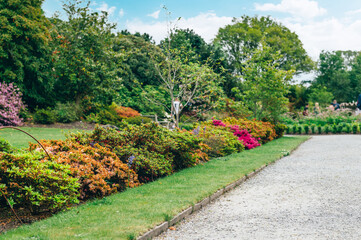 Beautiful Garden with blooming trees during spring time