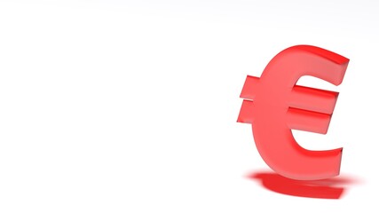 White background with red euro sign at right side - 3D rendering illustration
