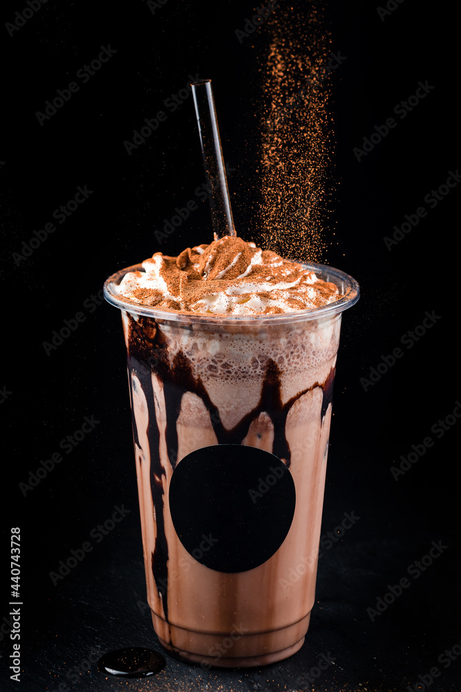 Canvas Prints Chocolate cookie milkshake in tall mugs with chocolate whipped cream