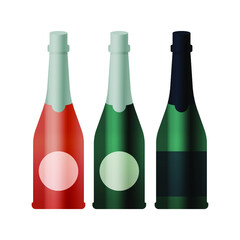 Kinds of Bottles on White Background. Modern Vector Illustration. Social Media Ads.