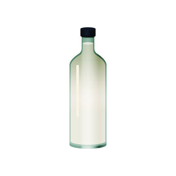 Bottle with Liquid on White Background. Modern Vector Illustration. Social Media Ads.