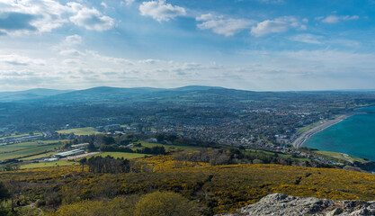 Fototapeta na wymiar Scenic view from the summit of Bray Head, County Wicklow, Ireland.