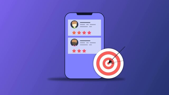Online customer review, Customer sharing online rating, Customer feedback, Online reputation - conceptual 2D animation video clip